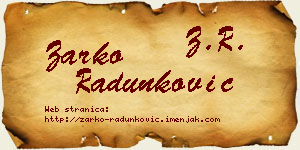 Žarko Radunković vizit kartica